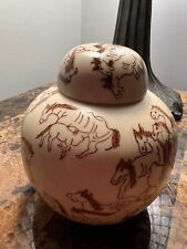 Ginger Jar Wild Horses ACF Japanese Porcelain Ware  Hong Kong Vintage picture