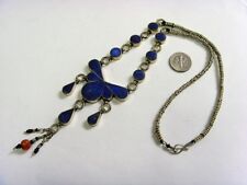 ladies Lapis lazuli carnelian nice vintage tribal heishee beaded necklace hf1440 picture