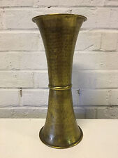 Vtg Antique Russian Hand Hammered Brass Trumpet / Gu Form Vase w/ Mark on Base picture