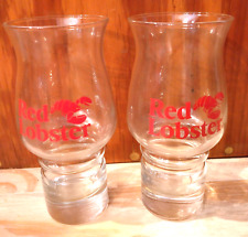 Vintage Red Lobster Hurricane Drinking Glasses Red Logo Pair of 2 picture