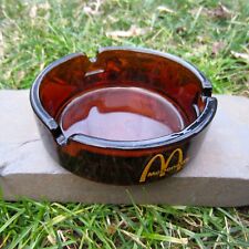 Rare Vintage 70s McDonald's Glass Ashtray Dark Amber Retro Round Spiral Bottom picture