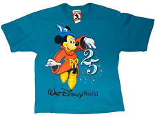 *VINTAGE* Walt Disney World 25th Aniv Sorcerer Mickey Teal Shirt; Made in USA; S picture