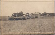 1910s RPPC Real Photo Postcard FARMING SCENE Tractors Horse Wagons 