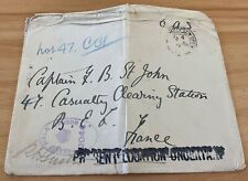 WWI BEF France envelope Present location uncertain stamp, Captain  St John picture