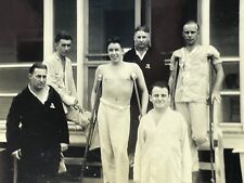 XE Photograph Group Photo Portrait Crutches Pajamas Wounded 1930-40's picture