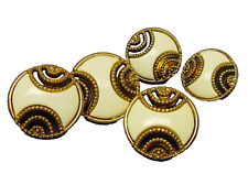 Vintage metalic effect plastic buttons 5 gold & ivory color see thru buttons picture