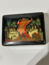 Vintage USSR Russian Lacquer Box Signed & dated King With Bow & Arrow picture