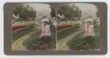c1900's Real Photo Hand Tinted Stereoview Young Girl State Fair Philadelphia, PA picture