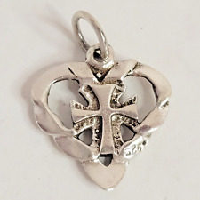 Sterling Silver Heart with Cut out Cross in Center Charm picture
