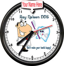 Personalized Your Name Dentist Dental Happy Tooth Teeth Gift DDS Sign Wall Clock picture