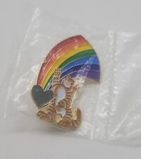 New enamel Orange tabby CAT with rainbow and heart LGBTQ+ lapel pin picture