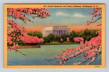 Washington DC, Lincoln Memorial, Cherry Blossoms, Antique Vintage Postcard picture
