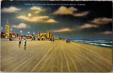 1930s Vintage Postcard Moonlight Drive on Daytona Beach Florida - Amphitheatre picture