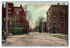 c1910 Trolley Car Allen Street Looking Toward Days Park Buffalo NY Postcard picture