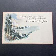 Antique 1924 Merry Christmas Postcard With 1924 Christmas Sticker Stamp V3563 picture