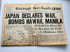 JAPAN Declares War Pittsburgh Post-Gazette EXTRA December 8th 1941 Pearl Harbor picture