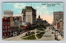 Detroit MI- Michigan, Cadillac Square, Advertisement, Vintage c1913 Postcard picture