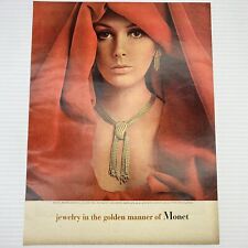 Vogue 1965 Fanchette Golden Manner of Monet Earrings Full Large Page Print AD picture