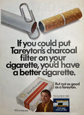 Vintage 1969 Tareyton Cigarette & Old Taylor Print Ad, Activated Charcoal Filter picture
