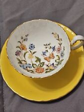 Vtg Aynsely Tea Cup & Saucer Bright Yellow-Cottage Harden Bone China - England  picture
