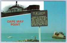 CAPE MAY POINT NEW JERSEY S S ATLANTUS CONCRETE SHIP VINTAGE POSTCARD picture