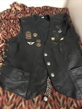 Harley Davidson Steer Brand Leather Best With HOG & Camel Pins Patch Motorcycle  picture
