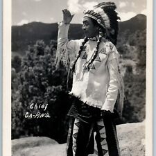 c1940s Chief Ca-Ping Pueblo Cherokee Indian Native American Headdress Man A186 picture