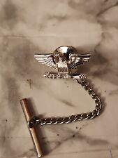 Vintage Federal Eagle Silver Tone Lapel Pin Hat Lanyard Pin Tie Tack picture