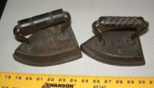 2 Antique Vintage Sad Irons, a #8 flat Iron W/ Arrow & eagle &a #6 unmarked cast picture