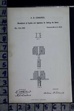 1872 EDMANDS SAUGUS MA EYELET MAKER SETTER MACHINE TOOL PATENT LITHO 124346 picture