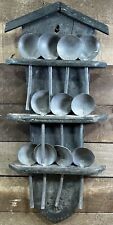 Antique 17th Century European Pewter Spoon Set With Wall Mounted Holder picture