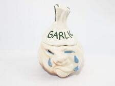 Vintage Ceramic Anthropomorphic Crying Garlic Bulb Holder, Lidded Container, MCM picture