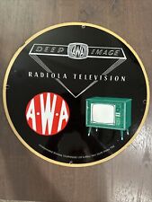 Vintage Porcelain Deep AWA Image Radiola Television Enamel Metal Advrtsng Sign picture