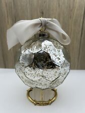 Vtg Lg Round Ornament Silver Crackle Mercury Thick Wall Glass 6” picture