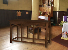 Ornate Walnut Stain In Remembrance Communion Table for Church or Sanctuary 54 In picture
