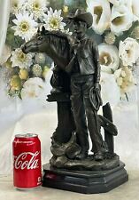 Bronco Buster Original Western Cowboy Horse Rodeo Rider Bronze Marble Statue picture