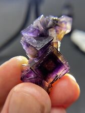 TOP！17.7g Natural exquisite purple Phantom window cubic fluorite mineral crystal picture