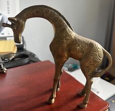 Vintage FRITZ Solid standing Brass Giraffe Figurine statue 8 3/8