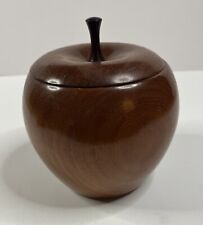 Vintage Hand Turned Wooden Apple Shaped Jewelry /  Trinket Box  With Lid picture
