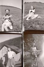 VTG 1940s Medium 120 Negatives Pretty Young Woman Rural Fashion Pinup Bicycle picture