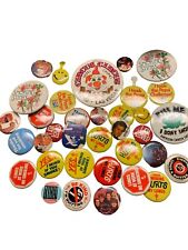 Vintage Pinback  Button Pin Lot of 34 Vintage Advertising, Musicians  Kitschy picture