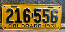 Vintage  1931 COLORAO Auto License Plate  ~ Antique CO Car Tag 216 * 556 picture