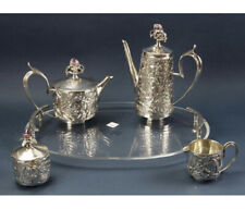 Castor Cooper Cathay Pewter & Amethyst Tea Service VINTAGE Coffee Pot Tray MCM picture