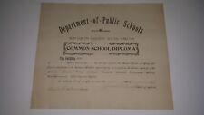 1895 Kingsbury North Dakota HIGH SCHOOL DIPLOMA 1895 HAND SIGNED picture