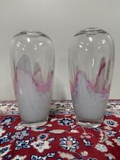 A Pair of Vintage Randsfjord Glass Norway Mid Century Modern Swirl Glass Vases picture
