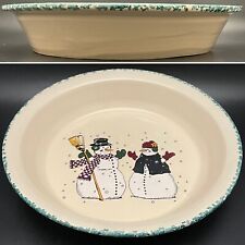 American Pottery Christmas Snow Man Open Baker Made in Marshall Texas USA 11