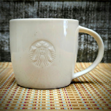 Starbucks 2010 Rare White Embossed Mermaid S Logo Coffee Cup  Mug Small picture