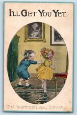 Waterloo Iowa IA Postcard  I'll Get You Yet Children Playing Scene 1914 Antique picture