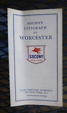 1935 Worchester Massachusetts road map Socony Vacuum  oil  gas Socony Citigraph picture