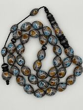 Black Coral Yusr Prayer Beads Inlaid Silver 925 Natural Amber And Turquoise picture